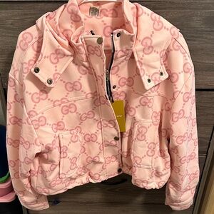 Pink Logo-Print Puffer Jacket size S